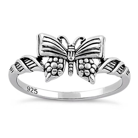 Sterling Silver Butterfly Ring New - Picture 2 of 11